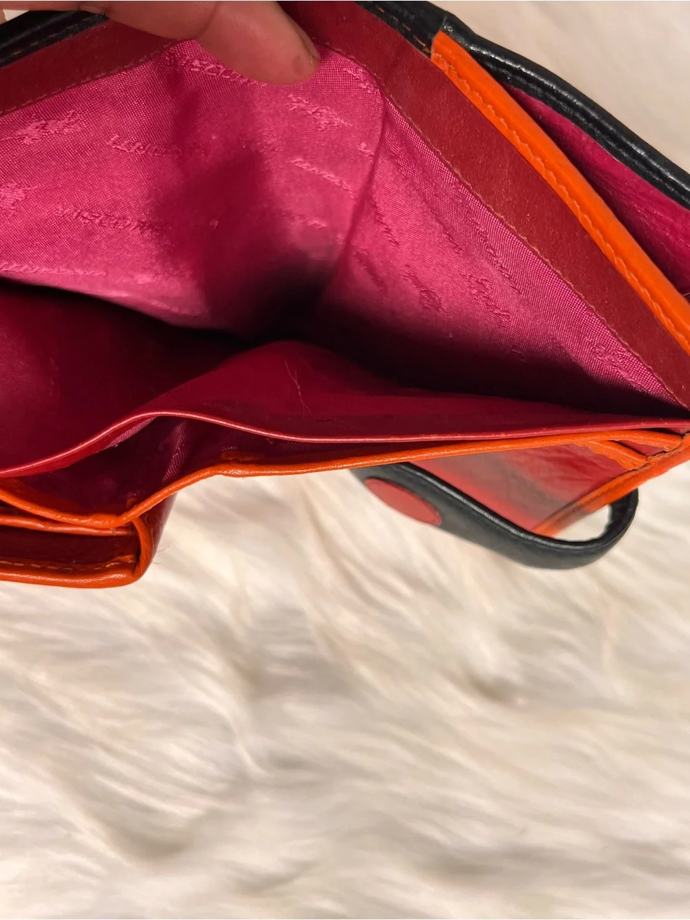 Visconti genuine Leather Wallet with Red, Orange, Pink Dot Accents